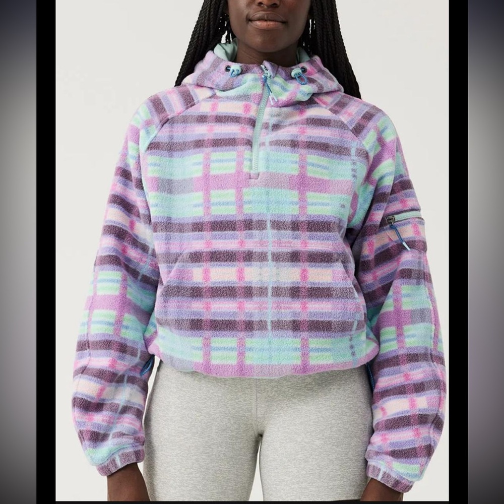 Outdoor Voices Pastel Plaid Fleece 1/4 zip